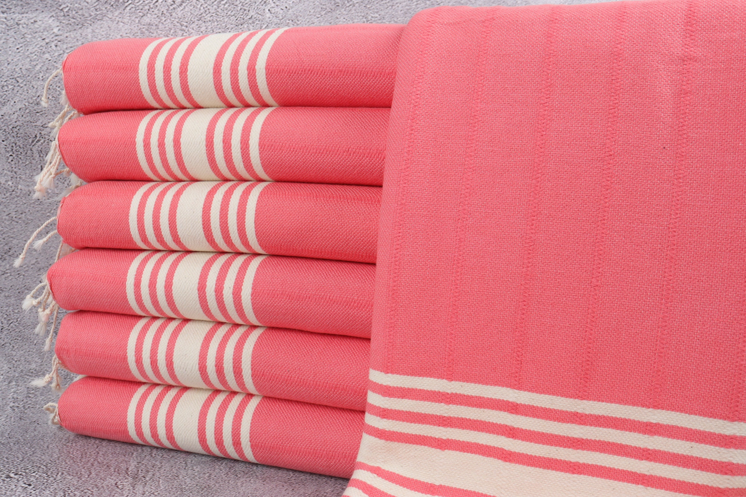 Organic Cotton Towels, Towel, Striped Vermilion Peshtemal, 36x63 Inches Gift For Her, Summer Bridesmaid