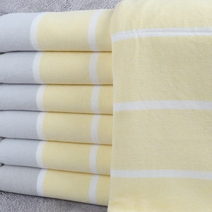 Turkish Beach Towel, Personalized Turkish Towel, Terry Towel, Striped Towel, 40x63 Inches Monogrammed Towel, Scarf Towel, Yellow Peshtemal,