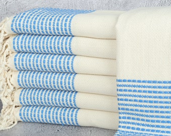 Personalized Gift for her, Turkish Bath Towel, Parliament Blue Towel, Striped Towel, 36x69 Inches Personalized Wedding Gift for Couple,