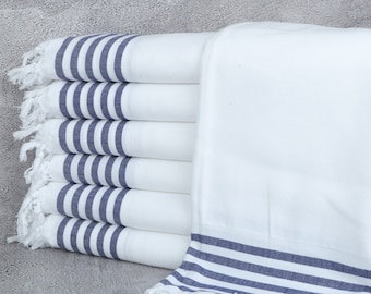 Personalized Bridesmaid Gift, 40x67 Inches Navy Cotton Towel, Personalized Turkish Towel, Summer Gift, Wedding Shower Gift,