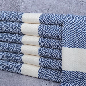 Turkish Hand Towel, Turkish Towel, Navy Washcloth, Diamond Peshkir, 20x36 Inches Embroidered Towel, Dish Towel, Guest Washcloth,