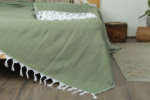 Couch Decke, Benutzerdefinierte Decke, Olivgrün Decke, Chevron Decke, 180x220 cm Boho Tagesdecke, Großhandelsdecke, Campingdecke,
