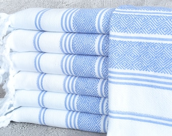 トルコ製ハンドタオル、スモールタオル、サックスブルーナプキン