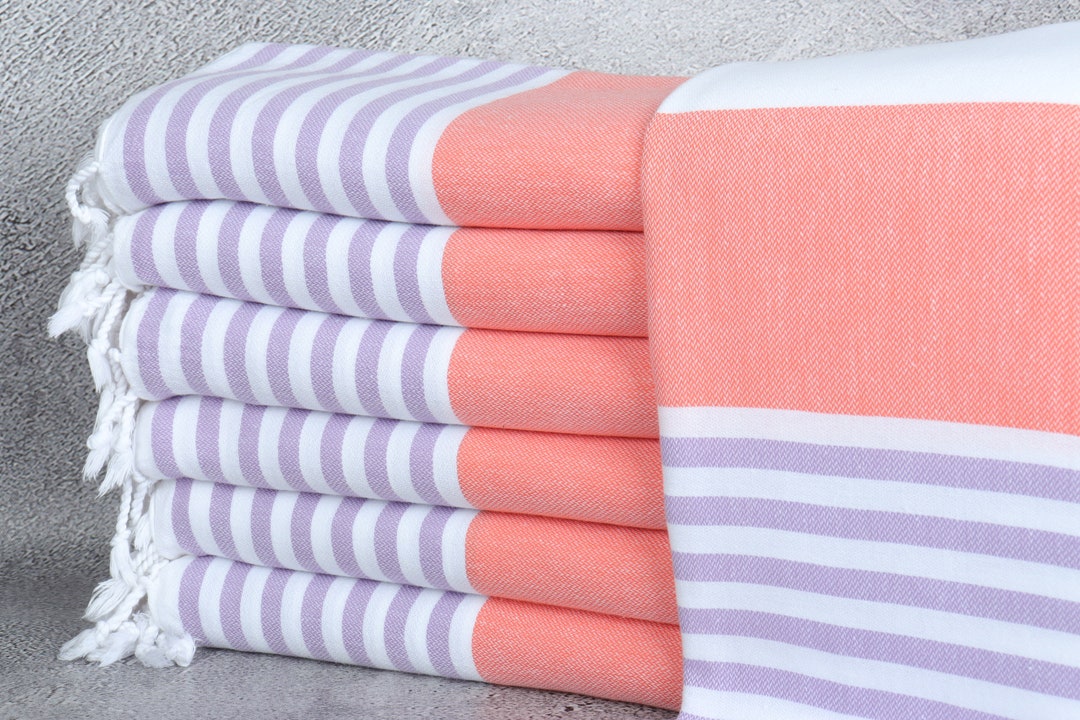 HEIRLOOM COMFORT Turkish Beach Towels Set Of 6 - 40x71 Inches, 100% Cotton, Quick Dry, Sand Free, Multi Colors