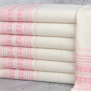 Embroidered Dish Towel, Hanging Kitchen Hand Towel, Pink Towel, 20x40 Inches Linen Towel, Personalized Gifts, Holiday Towel,
