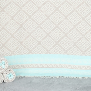 Custom Beach Towel, Turkish Towel, Light Brown-Turquoise Towel, Geometric Towel, Patterned Towel, 36x71 Inches Pool Towel, Best Towel