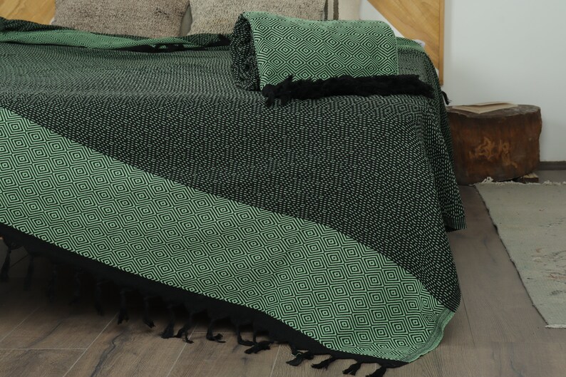 Bedcover, Sofa Blanket, Green Blanket, Diamond Throw, 79x99 Inches Aesthetic Blanket, Turkey Throw, Gift Throw, Organic Blanket, image 7