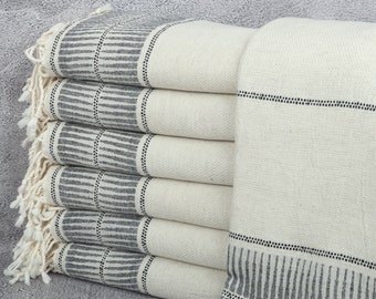 Best Friend Gift, 40x71 Inches Navy Linen Towel, Striped Towel, Bridesmaid Gift Towel, Personalized Gift, Bachelorette Party Favor,