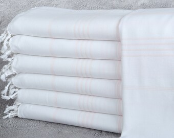 Turkish Towel, Personalized Turkish Beach Towel, Light Powder Pink Towel, Striped Towel, 40x71 Inches Bride Beach Towel, Turkey Towel,