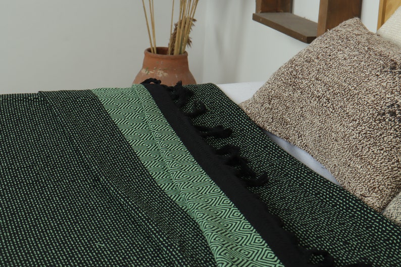Bedcover, Sofa Blanket, Green Blanket, Diamond Throw, 79x99 Inches Aesthetic Blanket, Turkey Throw, Gift Throw, Organic Blanket, image 9