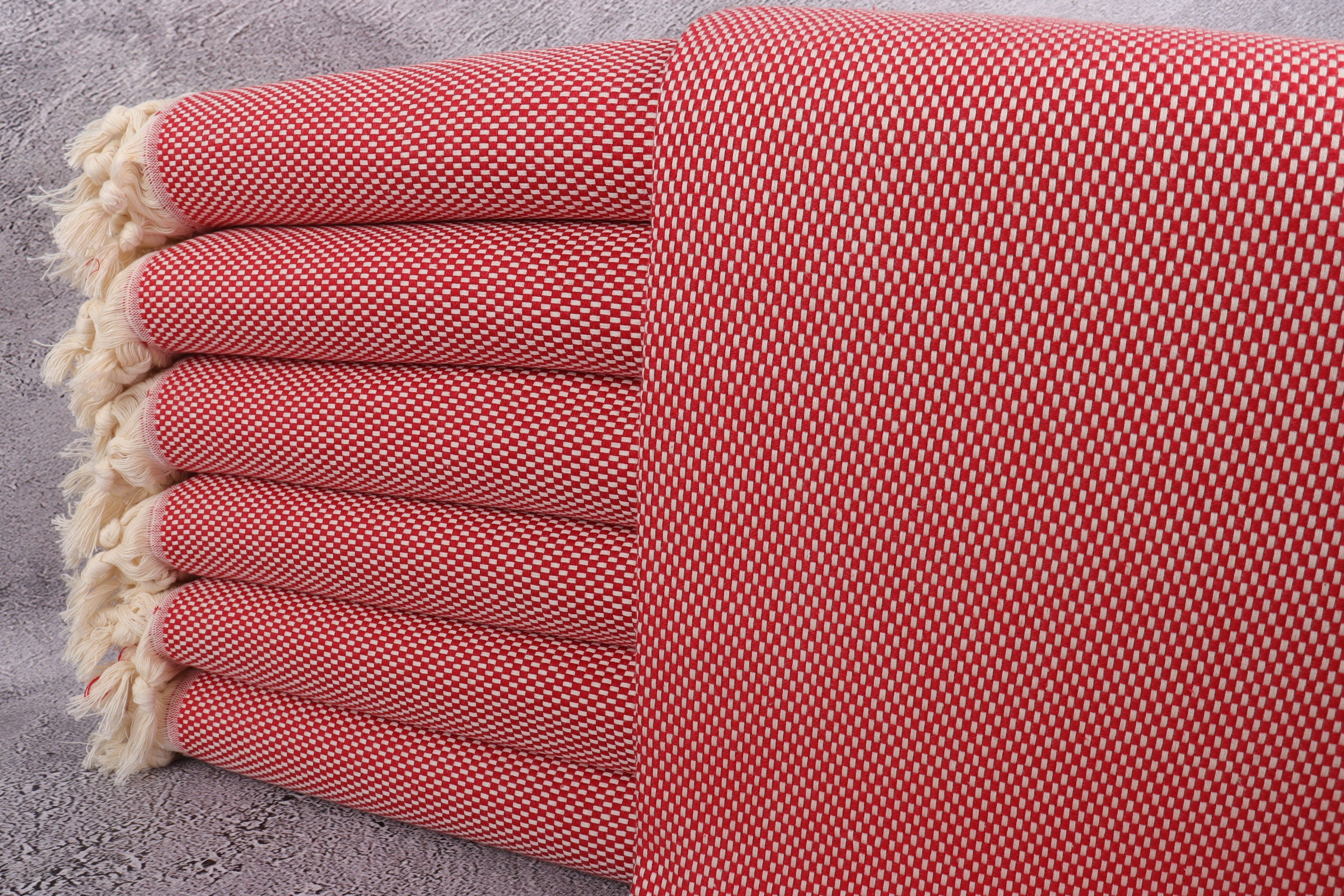 Organic Beach Towel, Turkish Red 40x71 Inches Girls Weekend Gift, Summer Picnic Decorative