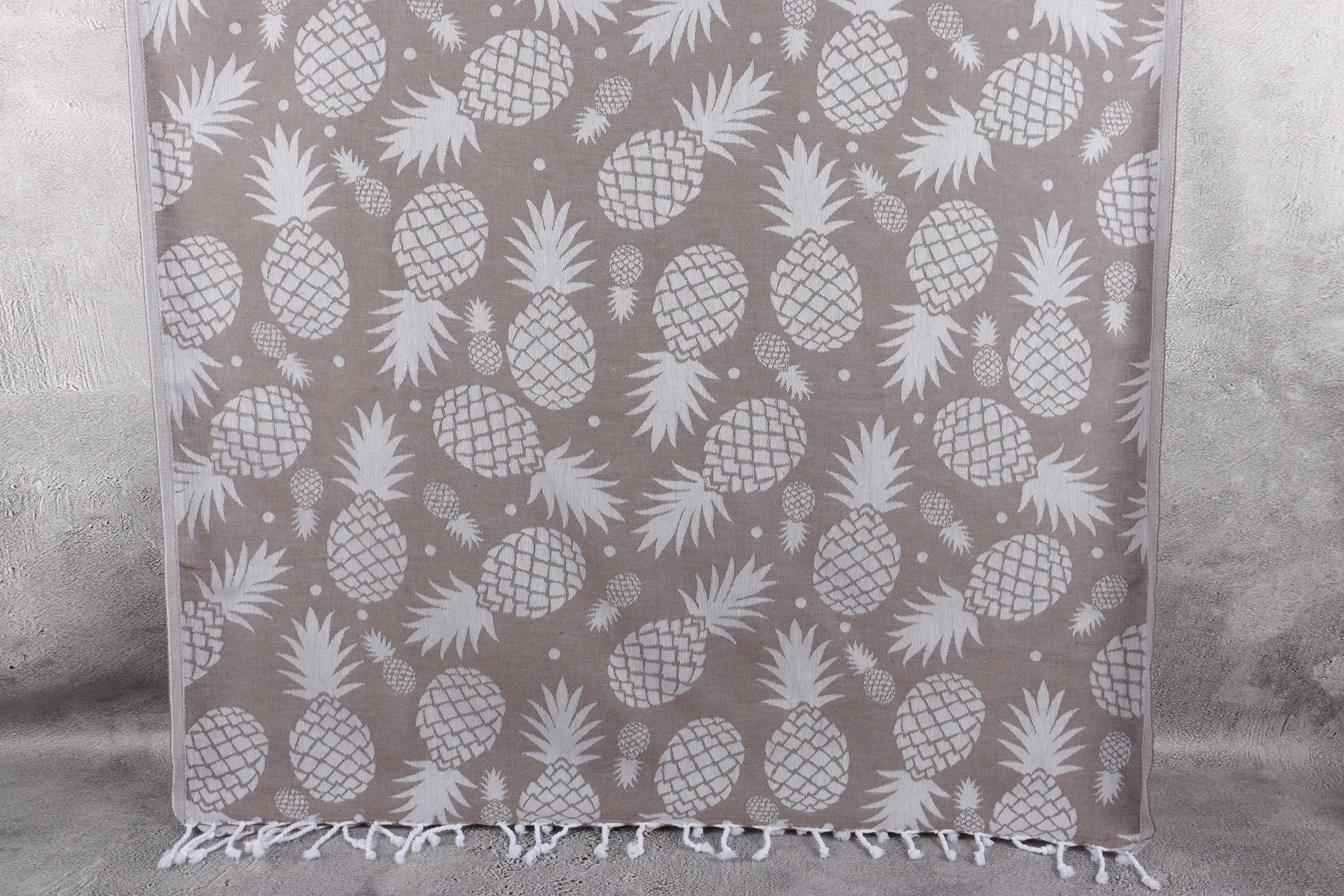 Organic Towel, Turkish Beach Brown Peshtemal, Pineapple Patterned 40x71 Inches Gift For Her, Home Decor