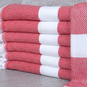 Personalized Gift Box Towel, Monogrammed Beach Towel, Red Towel, Diamond Towel, 71x40 Inches Guest Towels, Sarong Towel, Bathroom Towel,