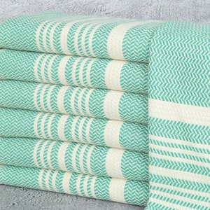 Monogrammed Kitchen Towel, Monogram Kitchen Towel, Green Towel, Striped Towel, 18x40 Inches Bridesmaid Gift, Decor Towel,