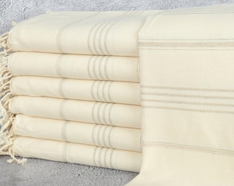 Turkish Beach Towel Personalized, Personalized Turkish Towel, Beige Towel, Striped Towel, 40x71 Inches Linen Towel, Customized Towels,