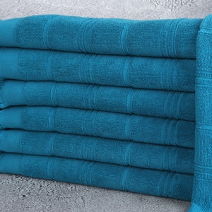 Face Towel, New Home Tea Towel, Petrol Green Towel, Striped Towel, Terry Towel, 18x40 Inches Turkish Towel, Small Bath Towel,