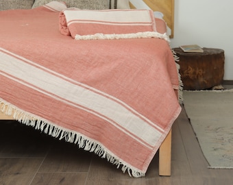Home Decor Blanket, Bedcover, Brick Blanket, Striped Blanket, 60x71 Inches Handwoven Bedspread, Turkish Throw, Bulk Order Blanket,