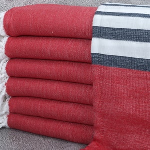 Bachelorette Party Favors, Turkish Beach Towel, Personalized Wedding Gift, Striped Towel, 40x71 Inches Red Cotton Towel, Bridal Gifts,