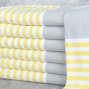 Toalha de banho turca, toalha de praia com monograma, toalha amarelo-cinza, toalha listrada, toalha de praia boho de 102 x 184 cm, toalha sarongue