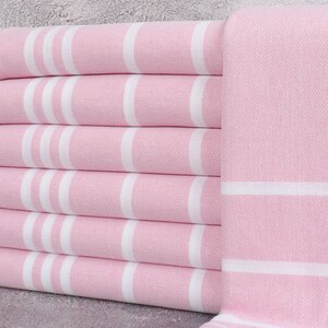 Toalla de playa turca, toallas de regalo de boda, peshtemal rosa a rayas, toalla turca de 40 x 71 pulgadas para regalo, toalla orgánica, toalla navideña,