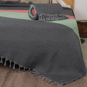 Wedding Gift Blankets, Turkish Blanket, Green-Vermillion Throw, Quenn Size Diamond Blanket, 79x99 Inches Bohemian Bed Cover, Bedding Throw,