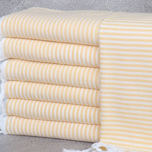 Turkish Beach Towel Personalized, Bridesmaid Gifts, Yellow Towel, Striped Towel, 36x67 Inches Bridesmaid Bulk Gifts, Warm Towel,