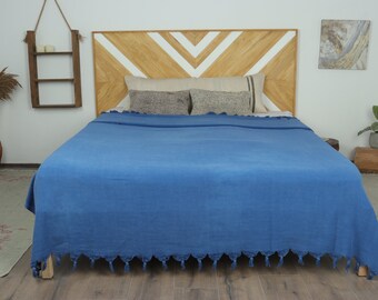 ベッドカバー、ウェディングギフトブランケット、サックスブルー