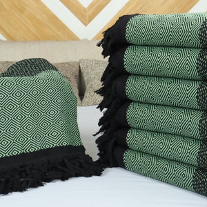Bedcover, Sofa Blanket, Green Blanket, Diamond Throw, 79x99 Inches Aesthetic Blanket, Turkey Throw, Gift Throw, Organic Blanket, image 4