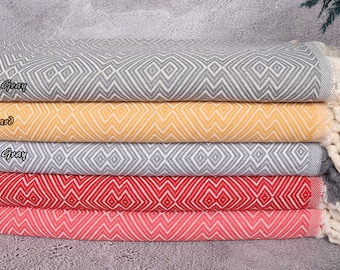 Grote handdoek, picknickdeken, diamanten sprei, 79 x 91 inch huwelijkscadeaudeken, campingworp, beddengoedworp, picknickdeken,