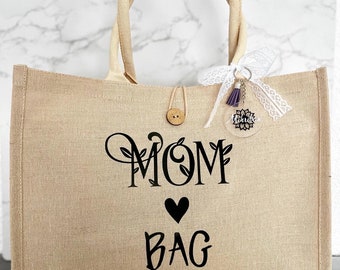 Personalisierte Jutetasche Initialen Mama Bag Shopper Jutebeutel Einkaufsbeutel