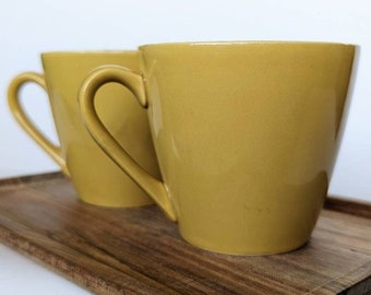 Tazas de café o té vintage en ocre amarillo - Tazas vintage de los años 70 - Juego de tazas vintage