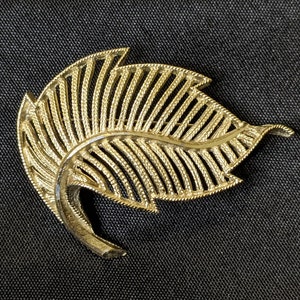 BSK Silver Toned Leaf Brooch - Signed