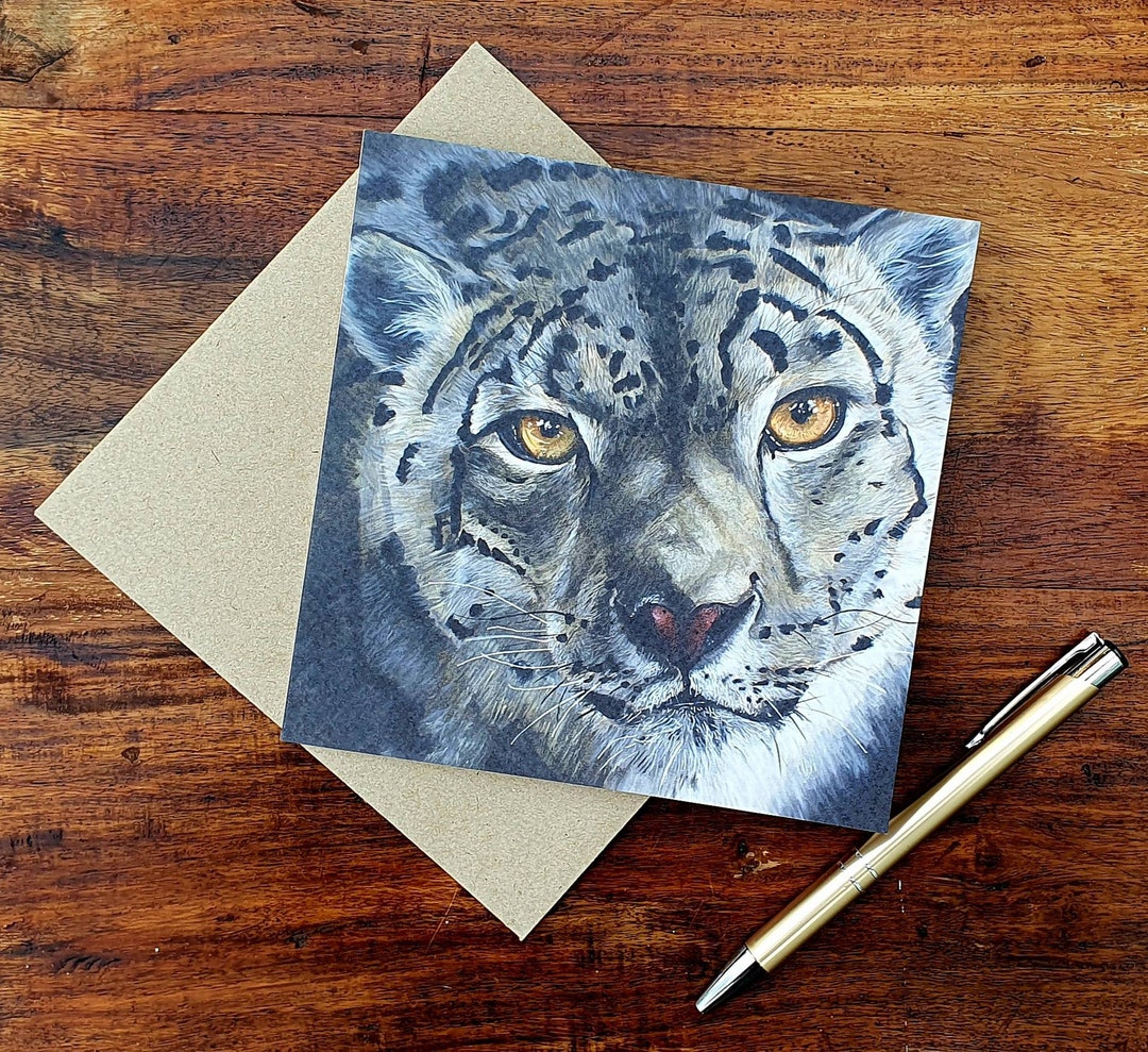 Snow Leopard Card Snow Leopard Greetings Card Snow Leopard Birthday
