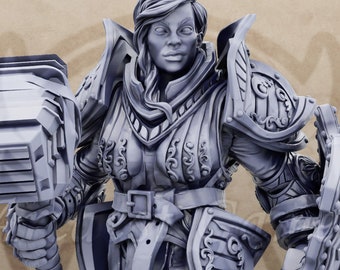 Female Paladin | Isabelle - Female Paladin Miniature for Dungeons and Dragons D&D DnD - Paladins of the Silver Lion - Daybreak Miniatures