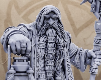 Draugmaster Slee 32mm Scale Dwarf Druid Mage Wizard Sorcerer Miniature Dungeons Dragons DnD | Dwarfs of the Dark Deep - Daybreak Miniatures