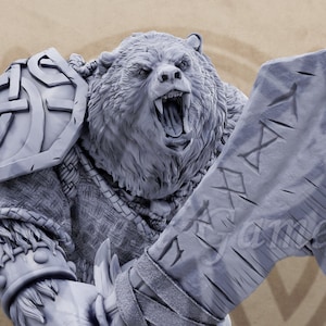 Rana Ripclaw BearFolk Barbarian Dungeons Dragons Miniature DnD Bear Folk Mini - Wardens of Fury Peaks - Daybreak Miniatures
