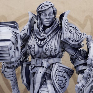 Isabelle Female Paladin Miniature Dungeons Dragons Paladin DnD Mini 28mm 32mm Scale - Paladins of the Silver Lion - Daybreak Miniatures