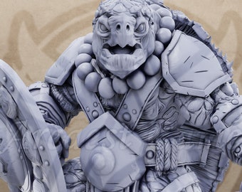 Jurop | Tortle Dungeons Dragons Miniature DnD Turtle Folk Mini - Praetorians of Shield Island - Daybreak Miniatures