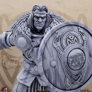 Garleif Ravenwing 32mm Scale Viking Miniature Dungeons Dragons DnD Barbarian Mini - Northmen of the Howling Glacier