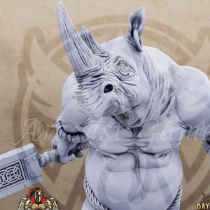 Proclus Rhinofolk Miniature Dungeons Dragons DnD Rhinofolk Mini D&D Rhinokin | The Fighting Philosophers of Corm