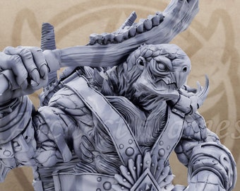 Zannag | Tortle Dungeons Dragons Miniature DnD Turtle Folk Mini - Praetorians of Shield Island - Daybreak Miniatures