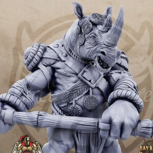 Plutarch Rhinofolk Miniature Dungeons Dragons DnD Rhinofolk Mini D&D Rhinokin | The Fighting Philosophers of Corm