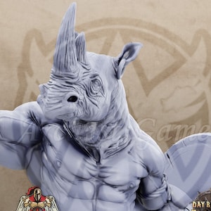 Geminus Rhinofolk Miniature Dungeons Dragons DnD Rhinofolk Mini D&D Rhinokin | The Fighting Philosophers of Corm