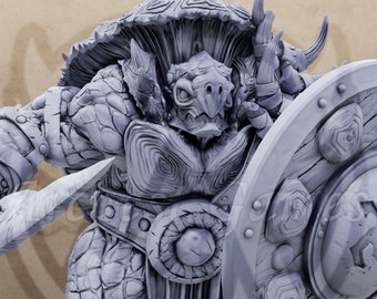 Wecto Tortle Dungeons Dragons Miniature DnD Turtle Folk Mini - Praetorians of Shield Island - Daybreak Miniatures