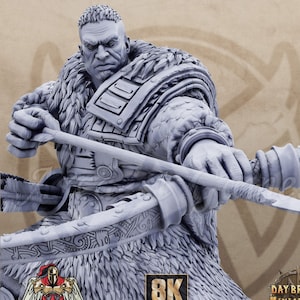 Hegar Manhunter 32mm Scale Viking Miniature Dungeons Dragons DnD Barbarian Mini - Northmen of the Howling Glacier
