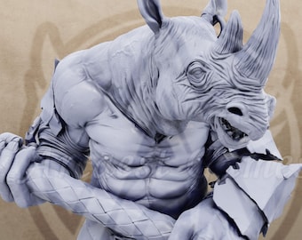 Brontinus | Rhinofolk Rhinokin Miniature for Dungeons and Dragons D&D DnD Pathfinder Age of Sigmar | The Fighting Philosophers of Corm