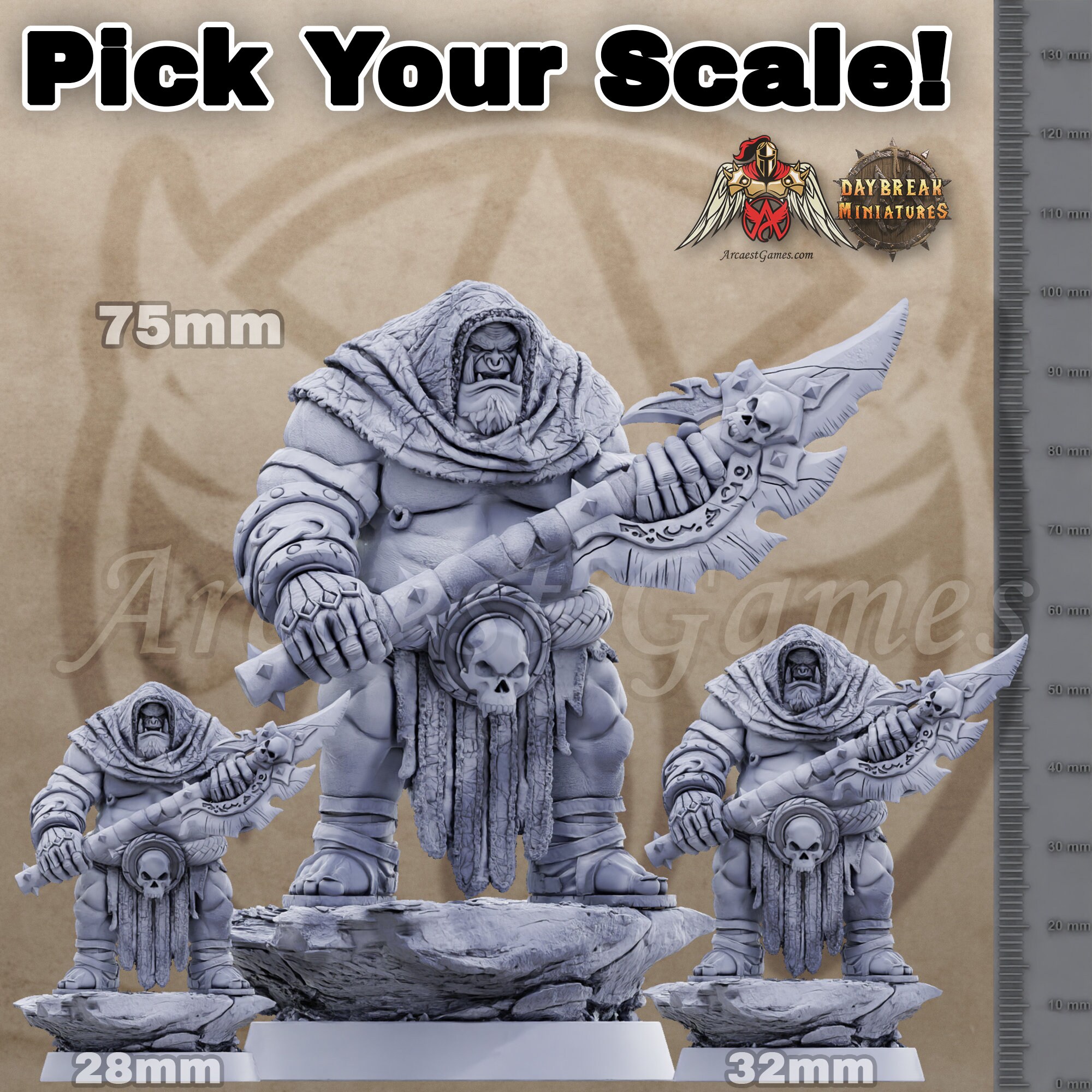 Skidz Hood 32mm Scale Orc Miniature Dungeons Dragons Mini
