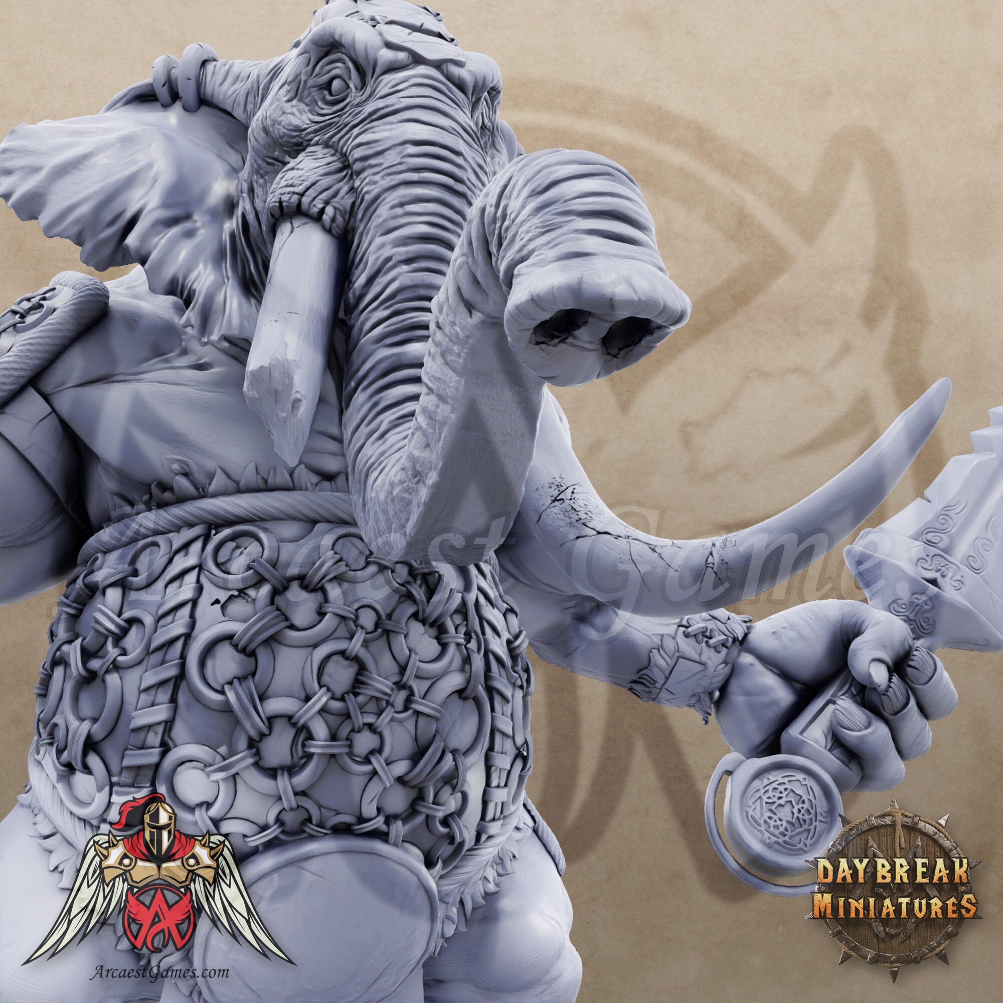 Achilles Elephant Folk Loxodon Oliphant Miniature Dungeons Dragons DnD Mini - Oliphants of Red Ridge - Daybreak Miniatures