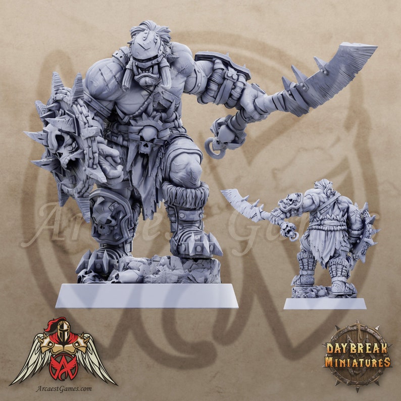 Jugger Hochmann (2 Weapon Choices) - Orc from Daybreak Miniatures "Mercenaries of the Void" release! Perfect mini figure for Dungeons and Dragons (D&D), Pathfinder, and Age of Sigmar!