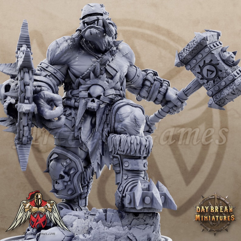 Jugger Hochmann (2 Weapon Choices) - Orc from Daybreak Miniatures "Mercenaries of the Void" release! Perfect mini figure for Dungeons and Dragons (D&D), Pathfinder, and Age of Sigmar!